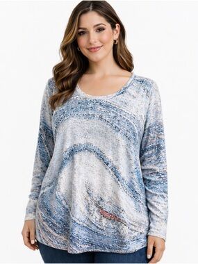 NEW Swirl Long Sleeve Blue and White Tunic